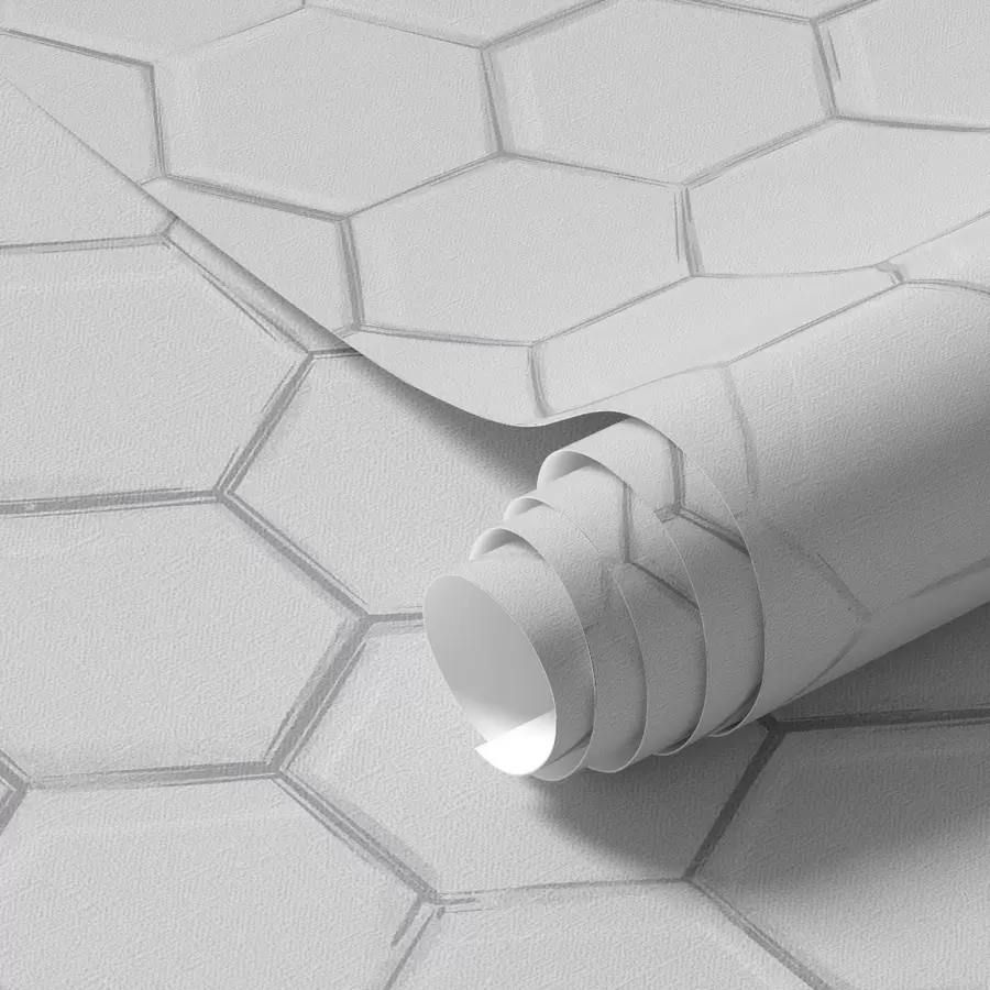 Wall Mural Photo Wallpaper White three-dimensional hexagons on a smooth background a01059