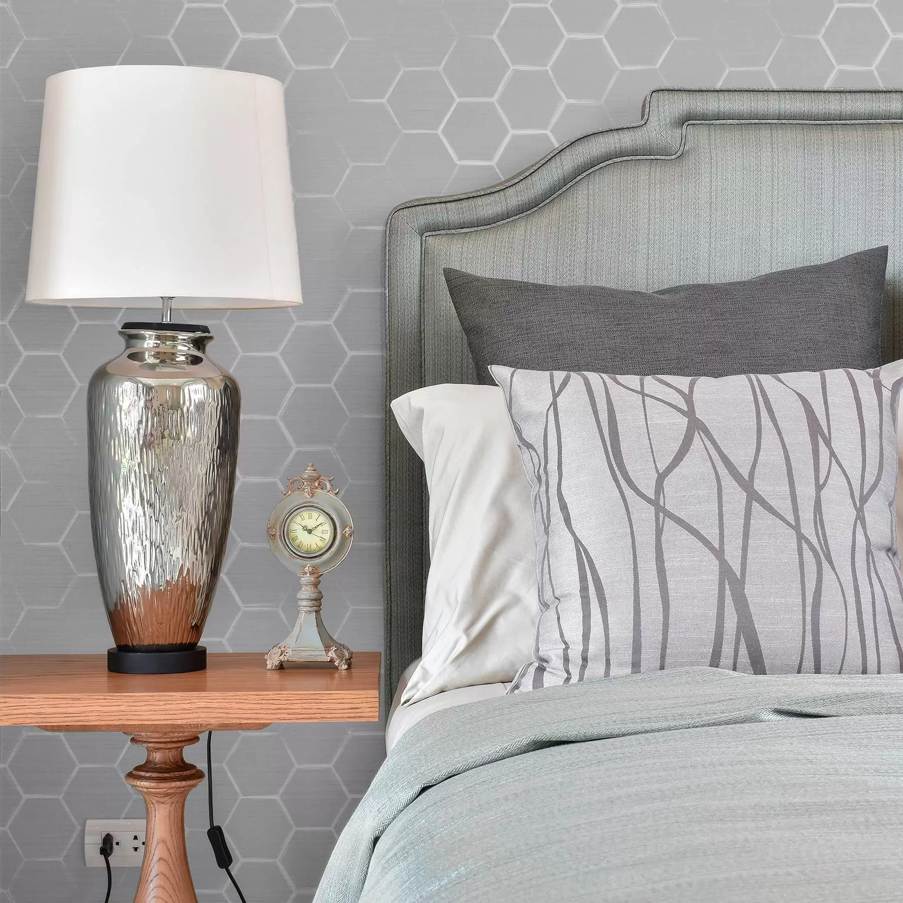 Wall Mural Photo Wallpaper Light grey three-dimensional hexagons with soft shadows a01059v1