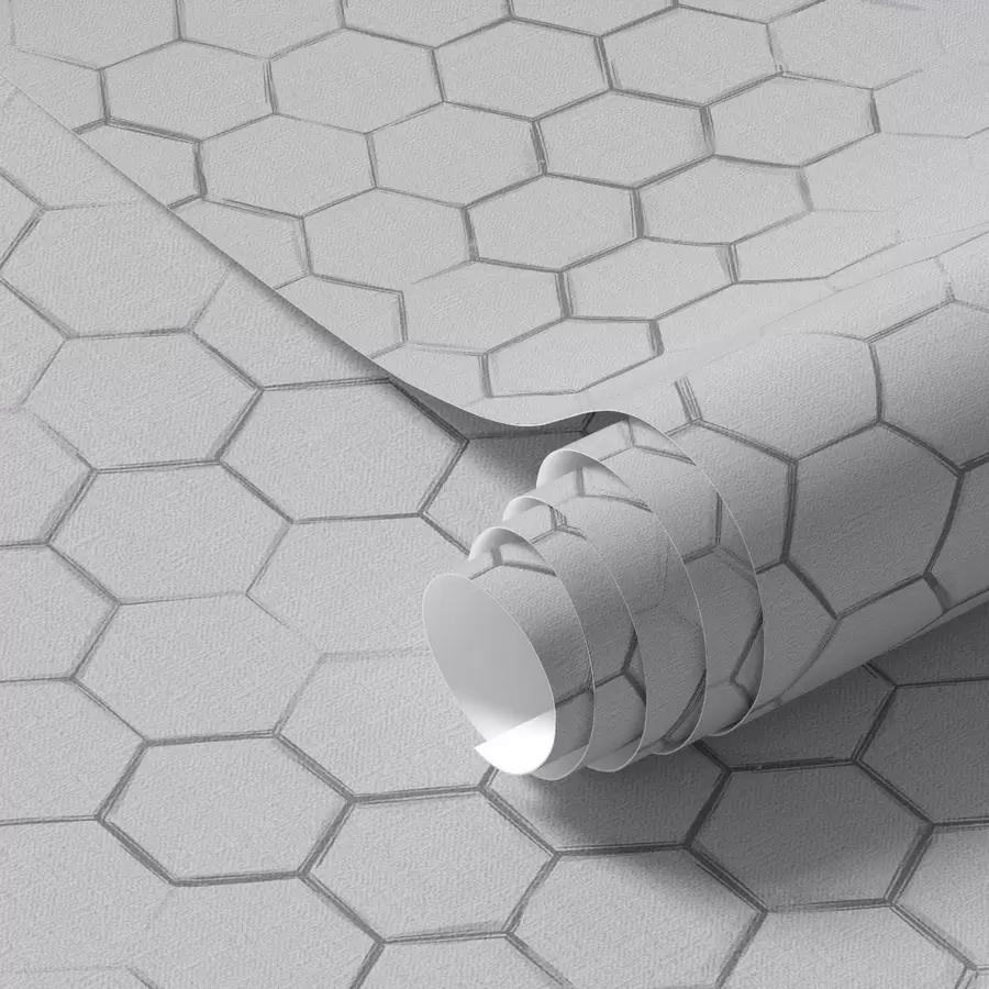 wall murals Fine hexagonal grid on a light grey textured background a01060