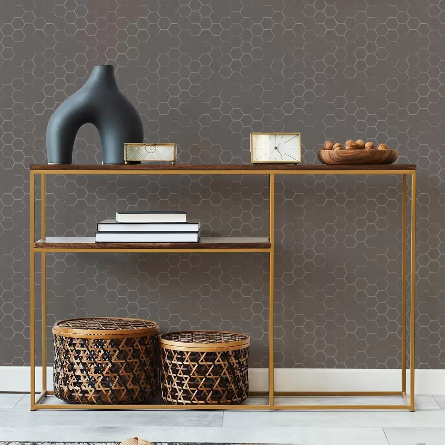 murales Denso patrón hexagonal en suaves tonos grises. a01060v2