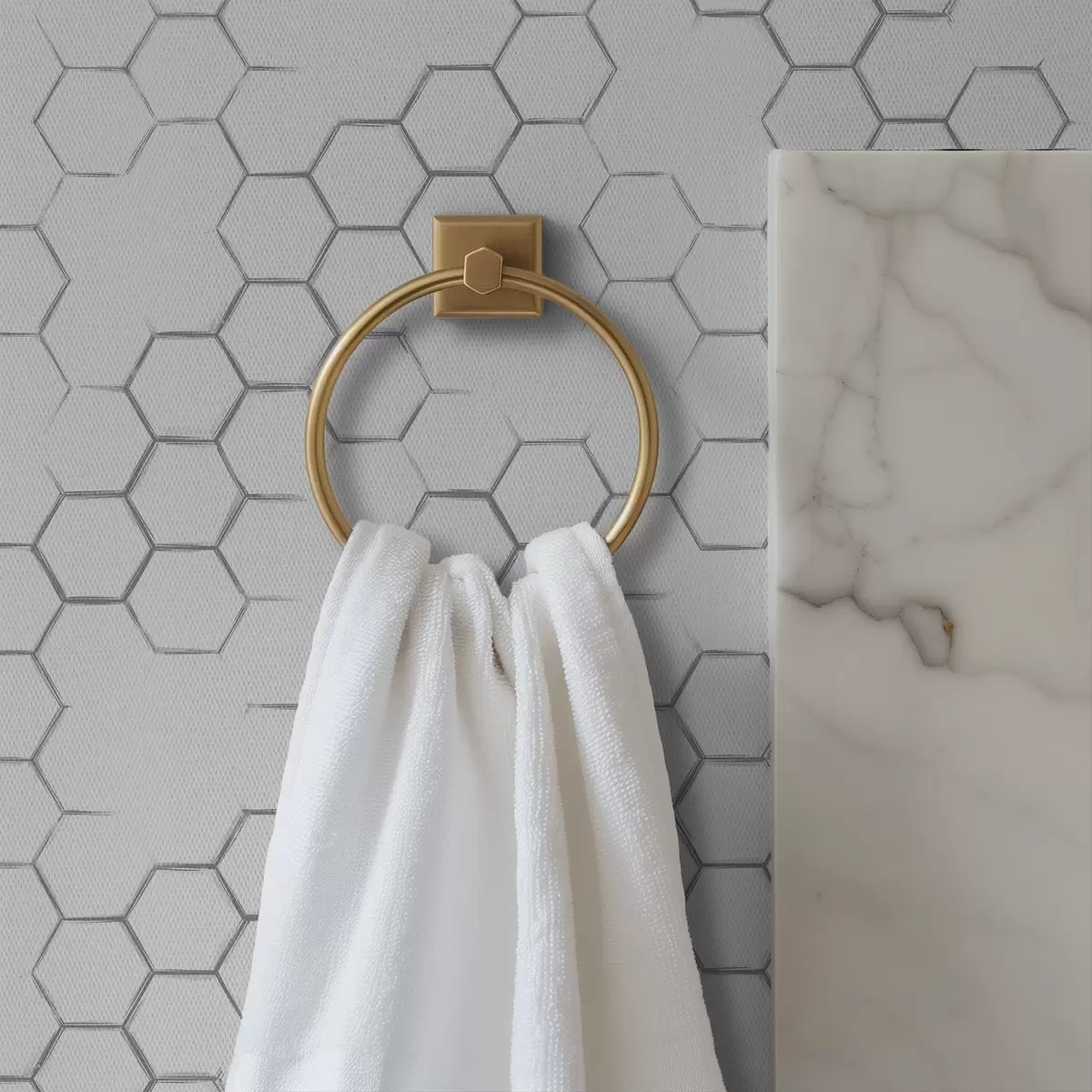 Wallpaper Light honeycomb pattern with thin grey outlines a01061