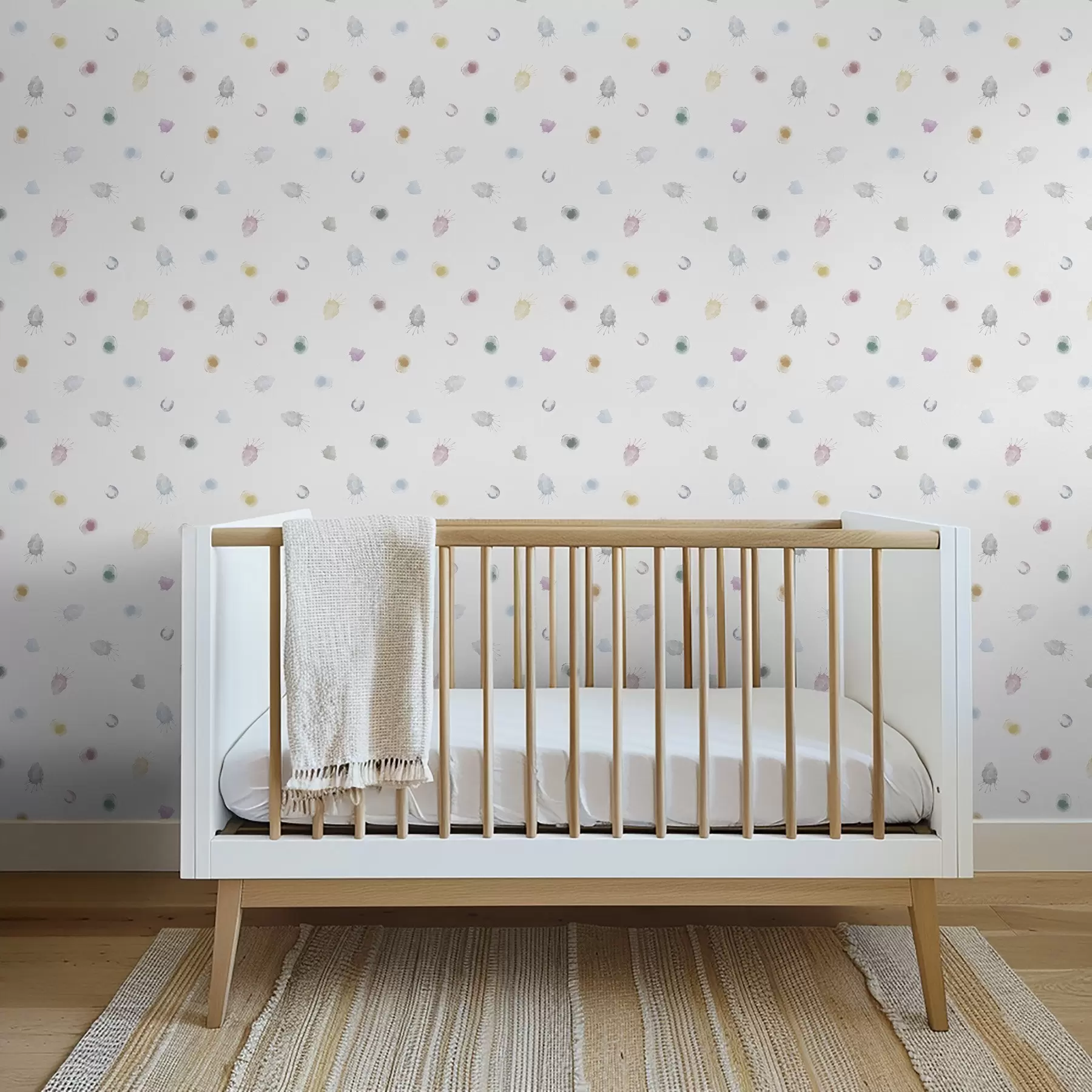 Wall Mural Photo Wallpaper Large colourful watercolour spots on white paper a01062