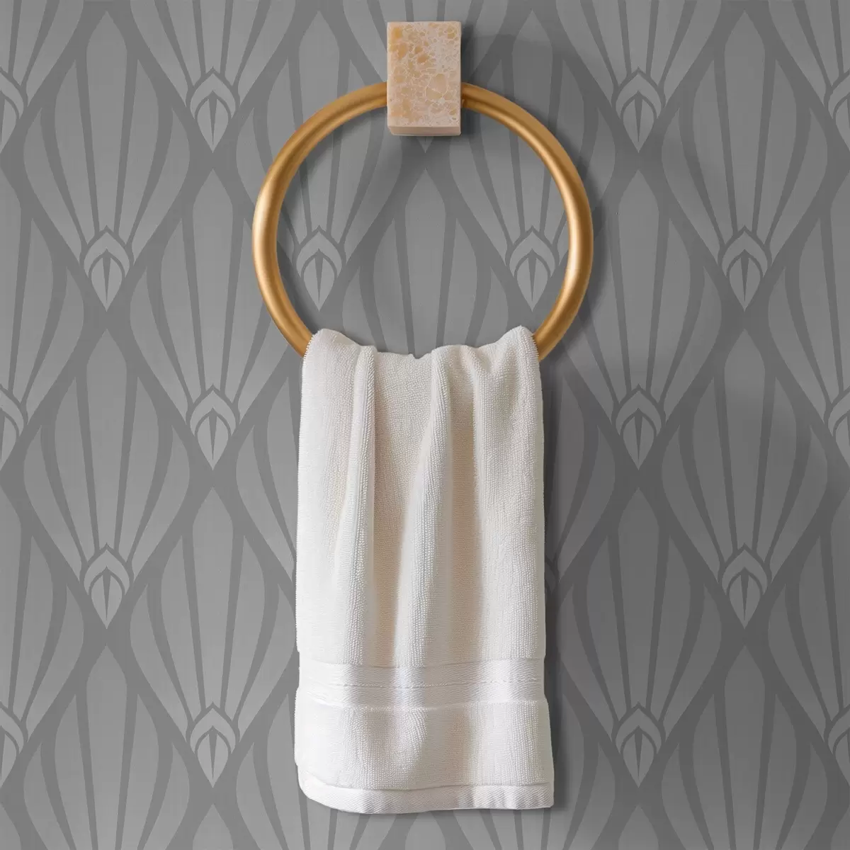 Wallpaper Grey Art Deco with fan-shaped forms a01064