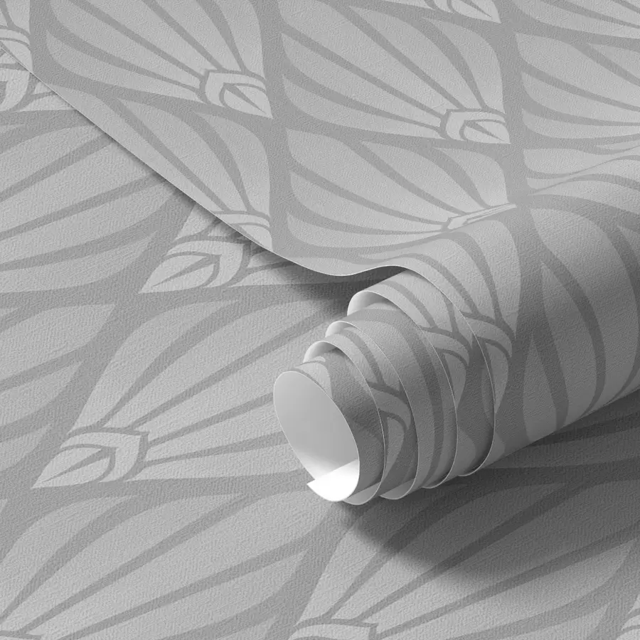 peintures murales Art déco gris avec des formes en éventail a01064