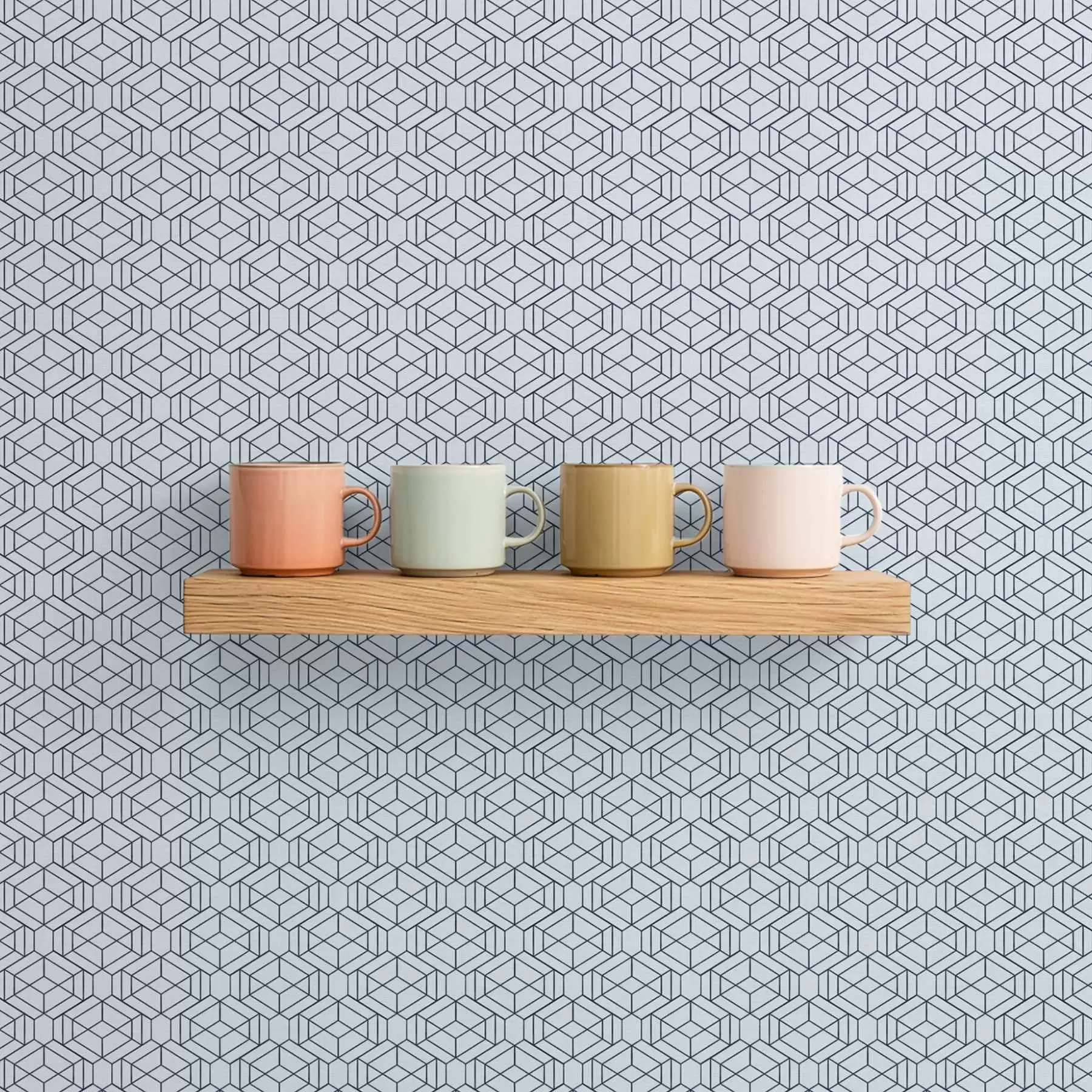 Wall Mural Photo Wallpaper Light blue geometric cube pattern a01066