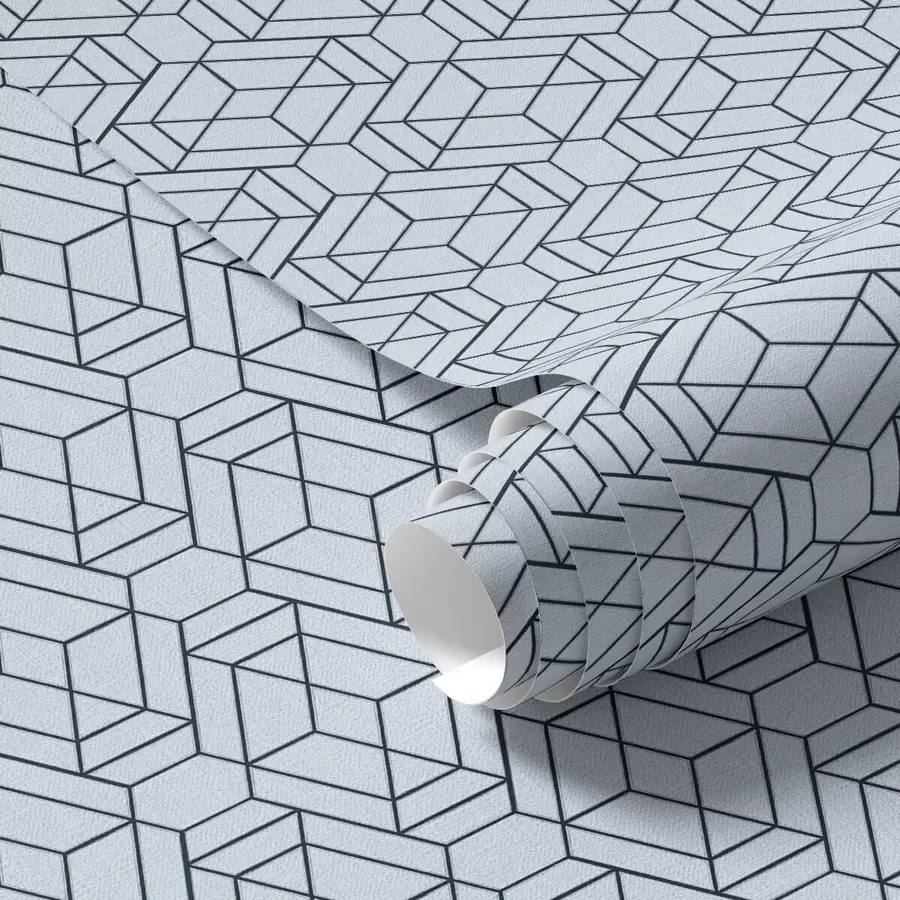 peintures murales Motif géométrique bleu clair en forme de cubes a01066