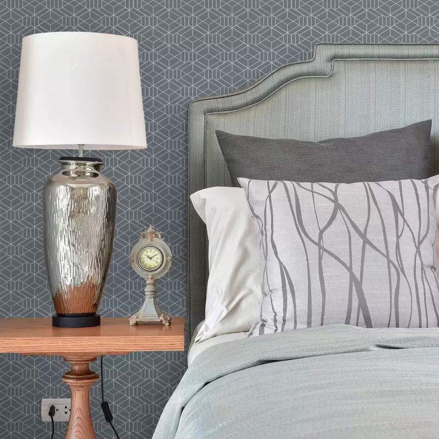 murales Fondo gris con cubos tridimensionales blancos en una cuadrícula. a01067v2