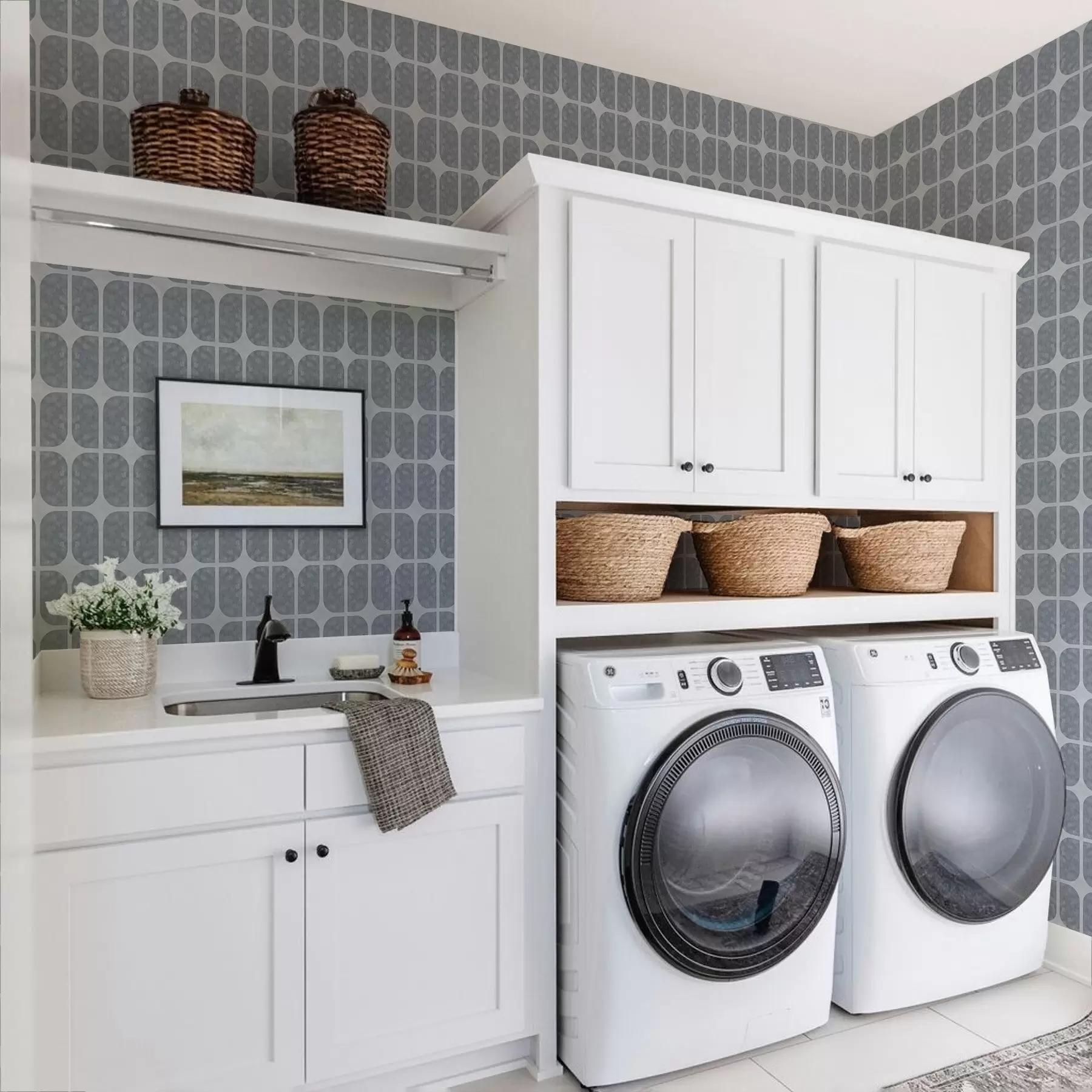 Wall Mural Photo Wallpaper Grey mosaic with rectangular arches and soft texture a01068