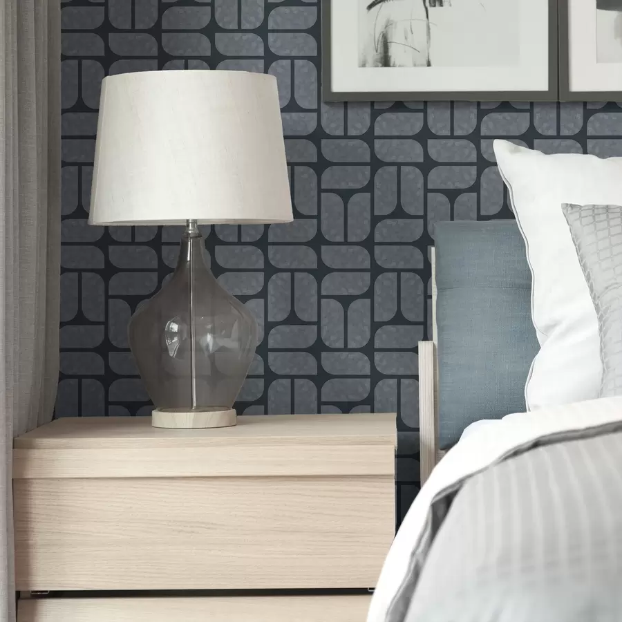 murales Fondo oscuro con mosaico gris de módulos redondeados a01069v1