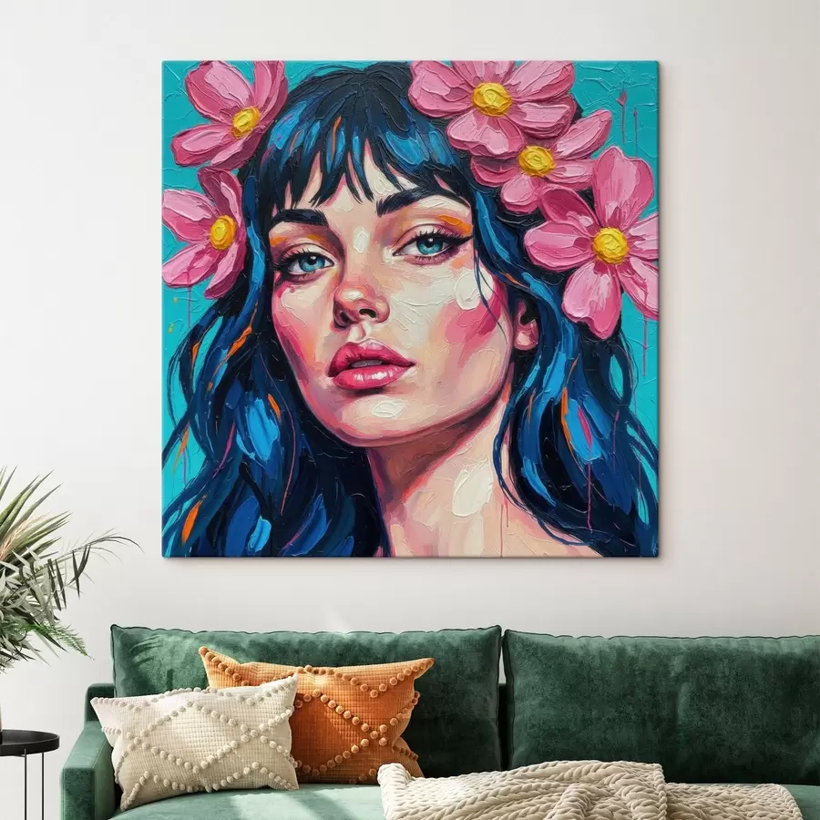 murales Chica con flores en el pelo s46846
