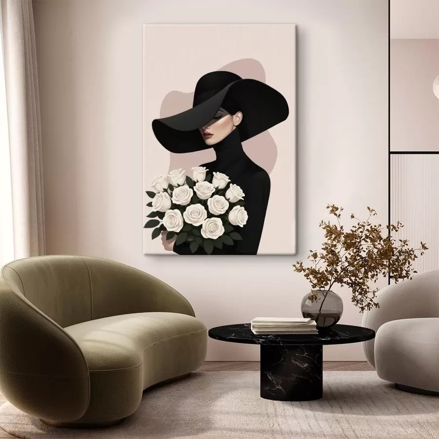 wall murals Girl with a bouquet of roses s46854