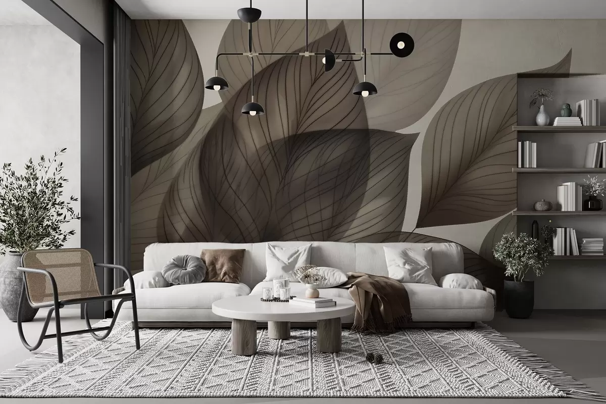 wall murals Linear leaves w04974