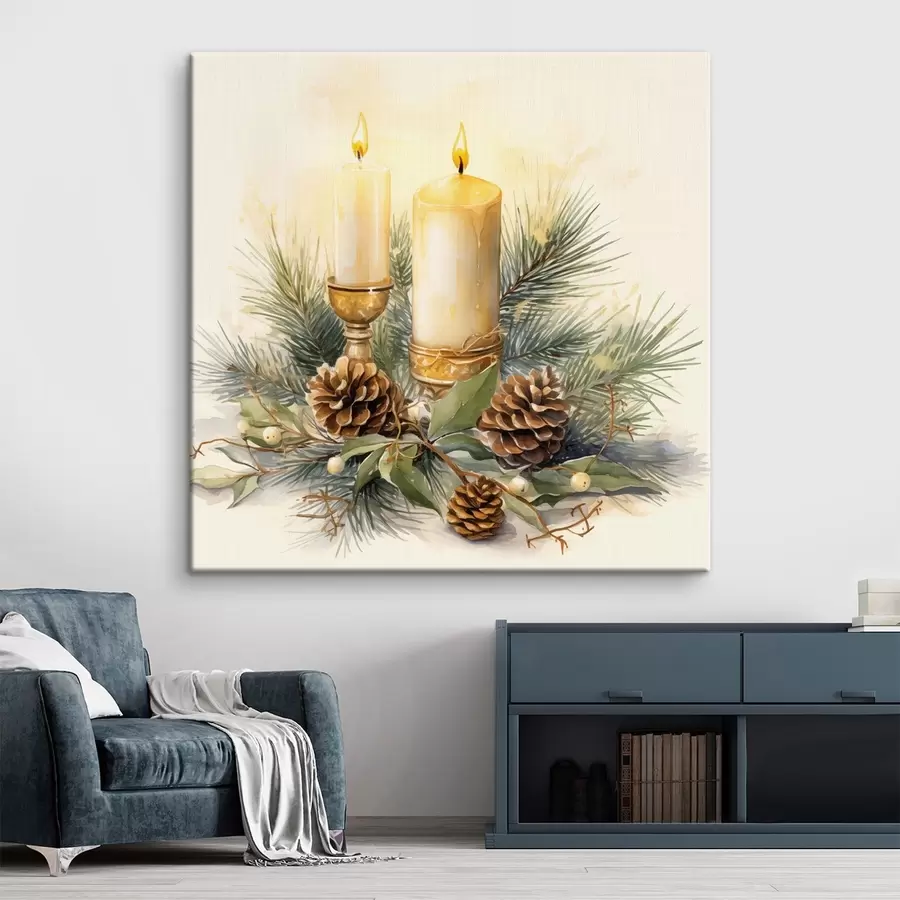 wall murals Arrangement, New Year, Fir tree and candles s46971