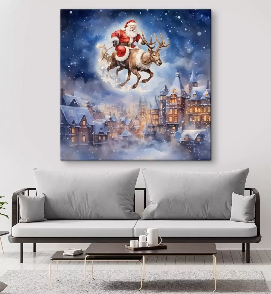 wall murals Fairytale New Year, Santa Claus on a sleigh s46972