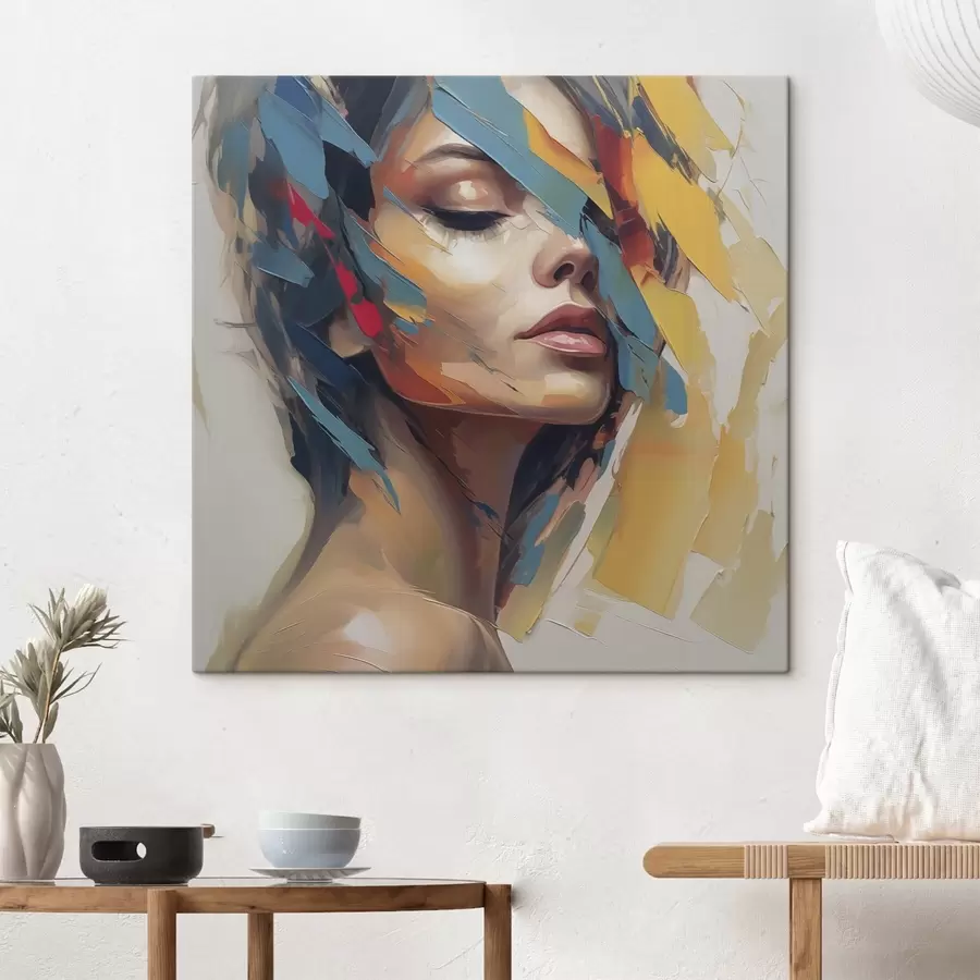 wall murals Abstract female portrait imitation of painting s46918