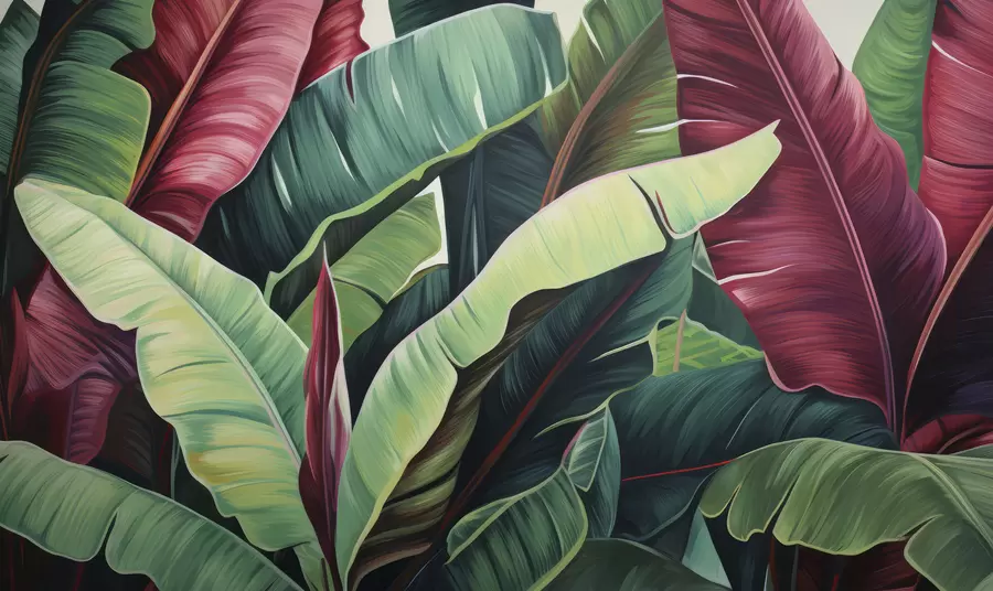 peintures murales Feuilles exotiques expressives w05010