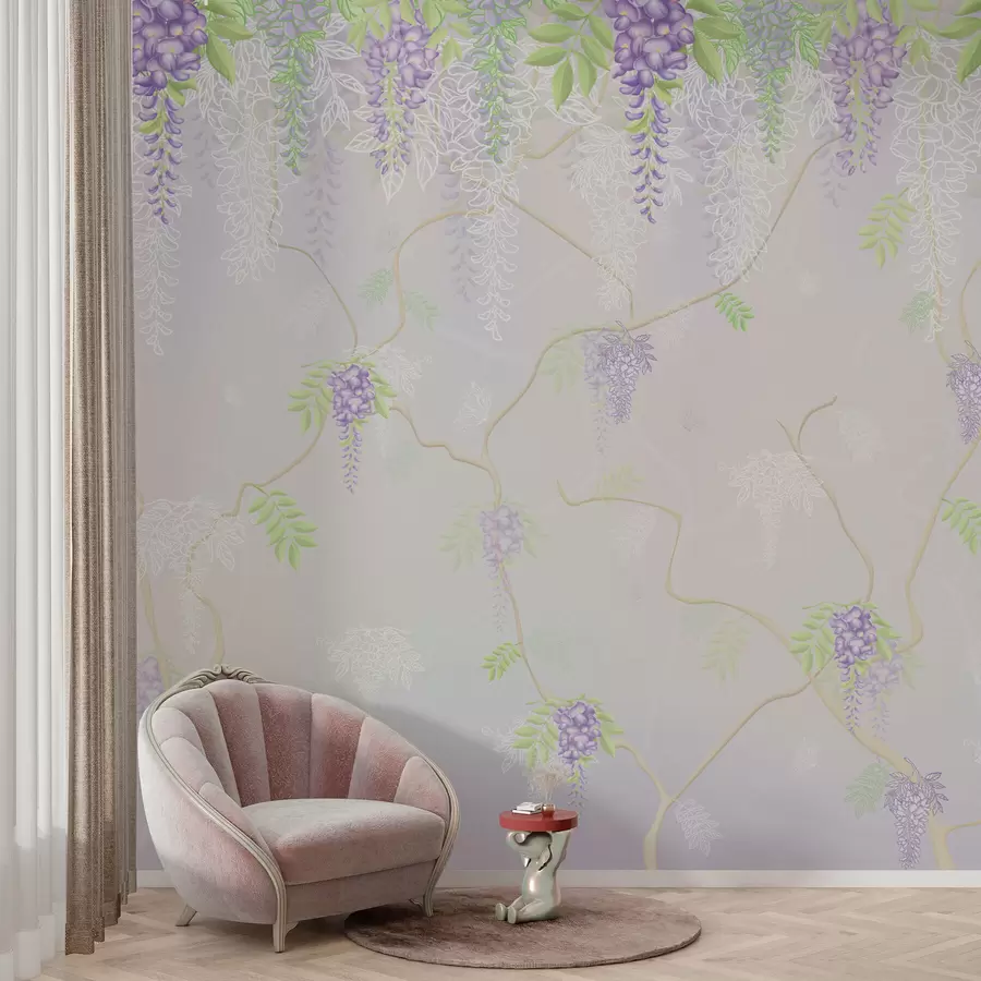 wall murals Elegant floral design in pastel hues w01685
