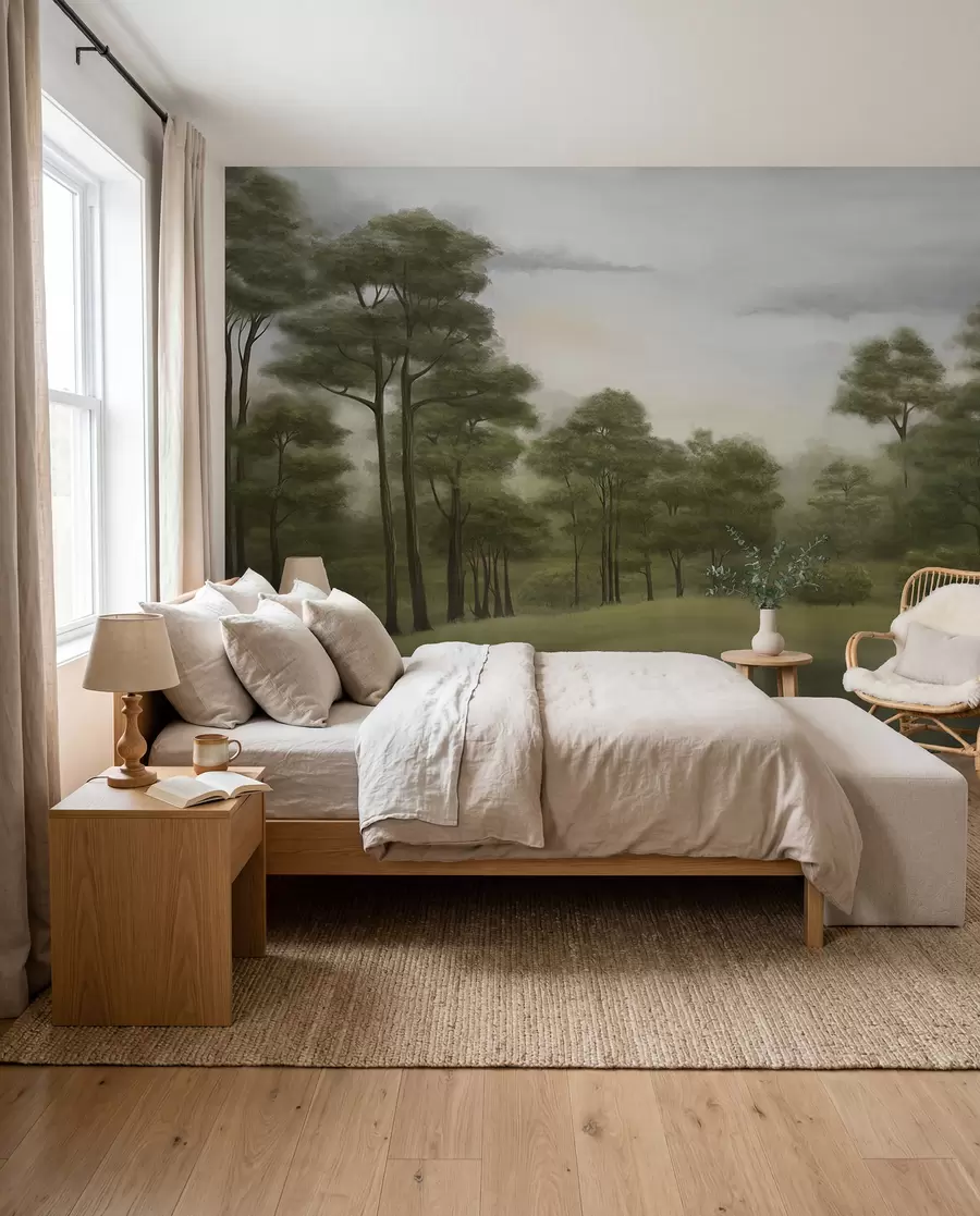wall murals Serene forest landscape in gentle hues w02193