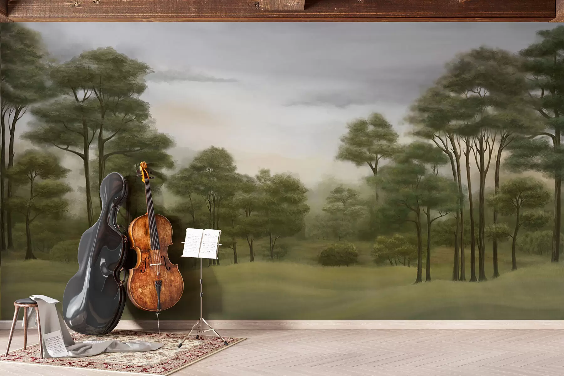 wall murals Serene forest landscape in gentle hues w02193