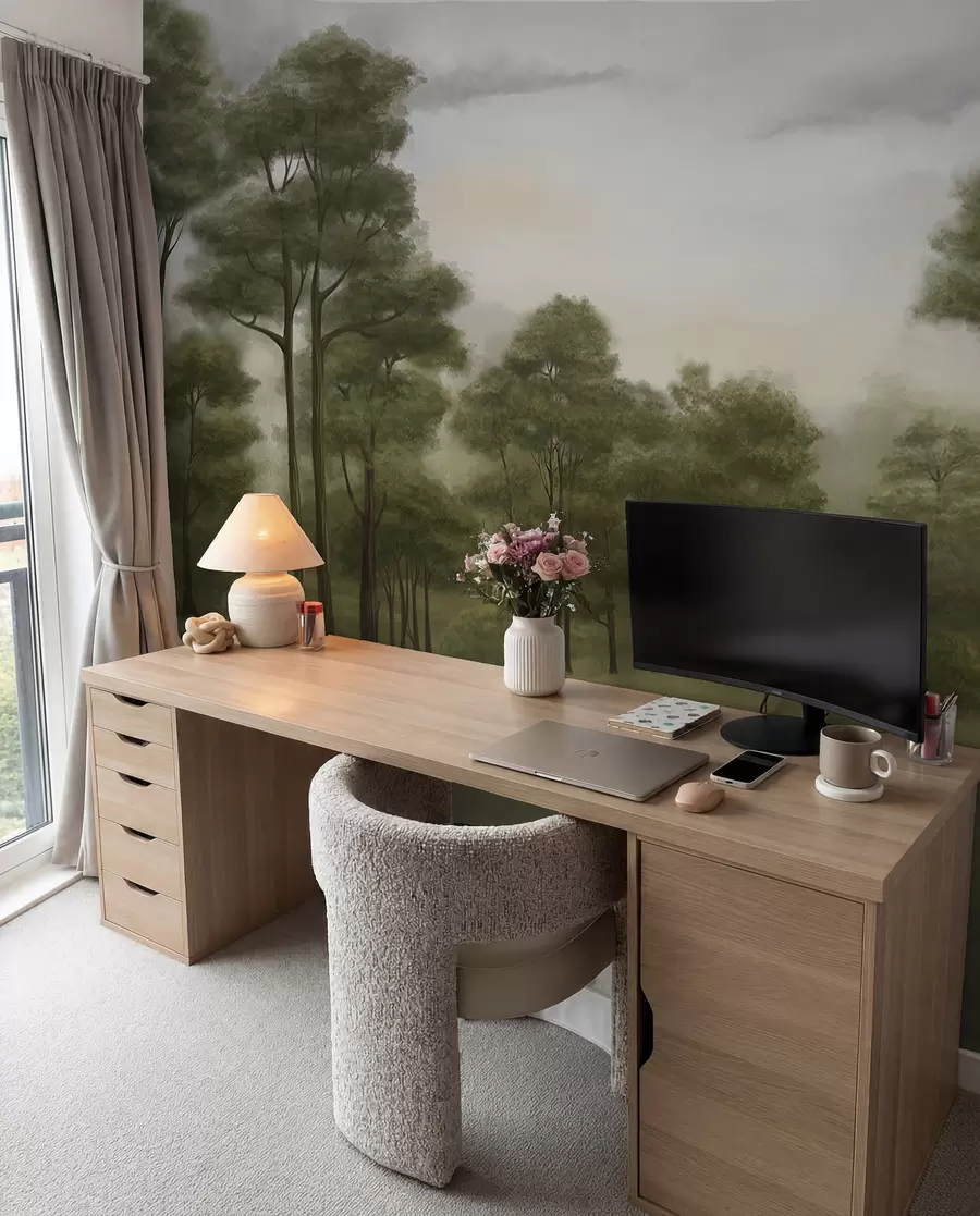 wall murals Serene forest landscape in gentle hues w02193