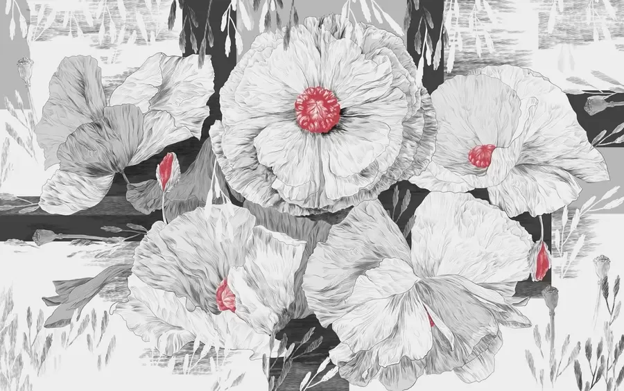 Wall Mural Photo Wallpaper Monochrome blooms in soft elegance w02477