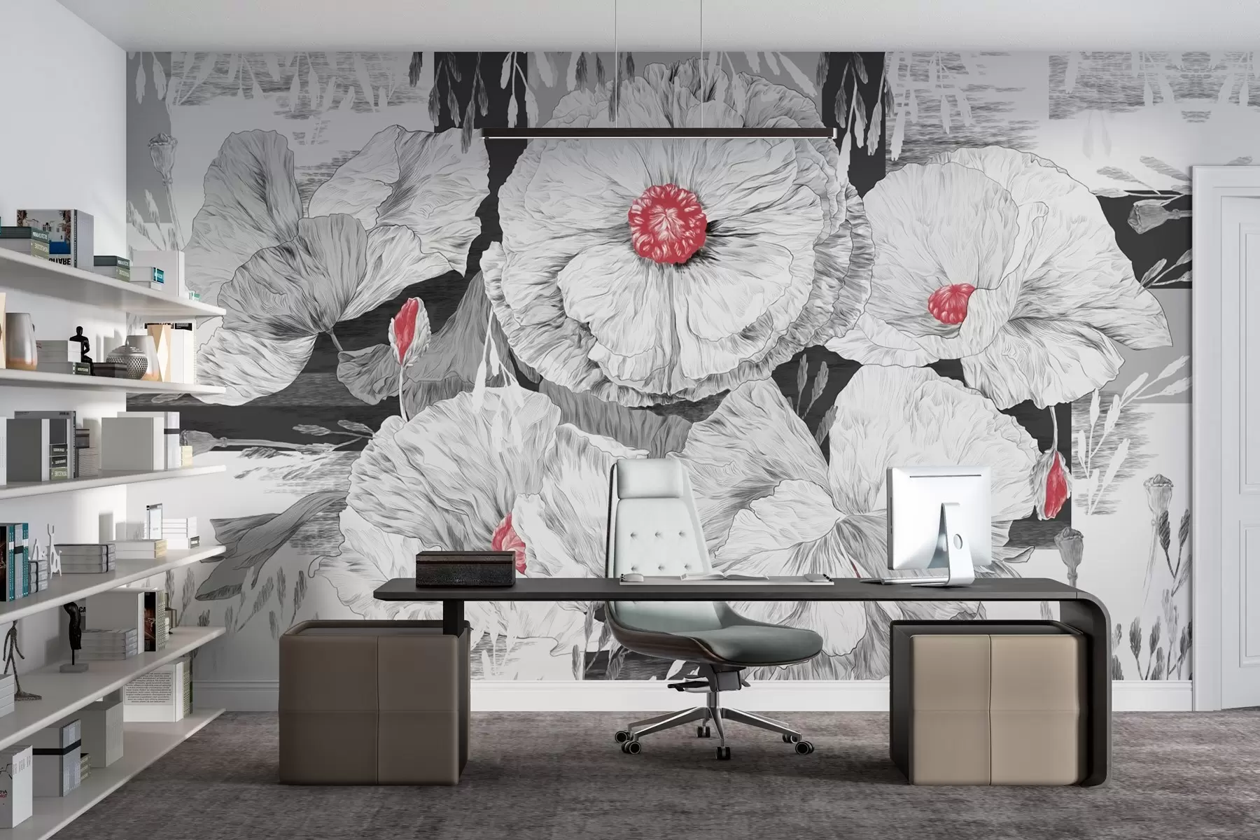 Wall Mural Photo Wallpaper Monochrome blooms in soft elegance w02477
