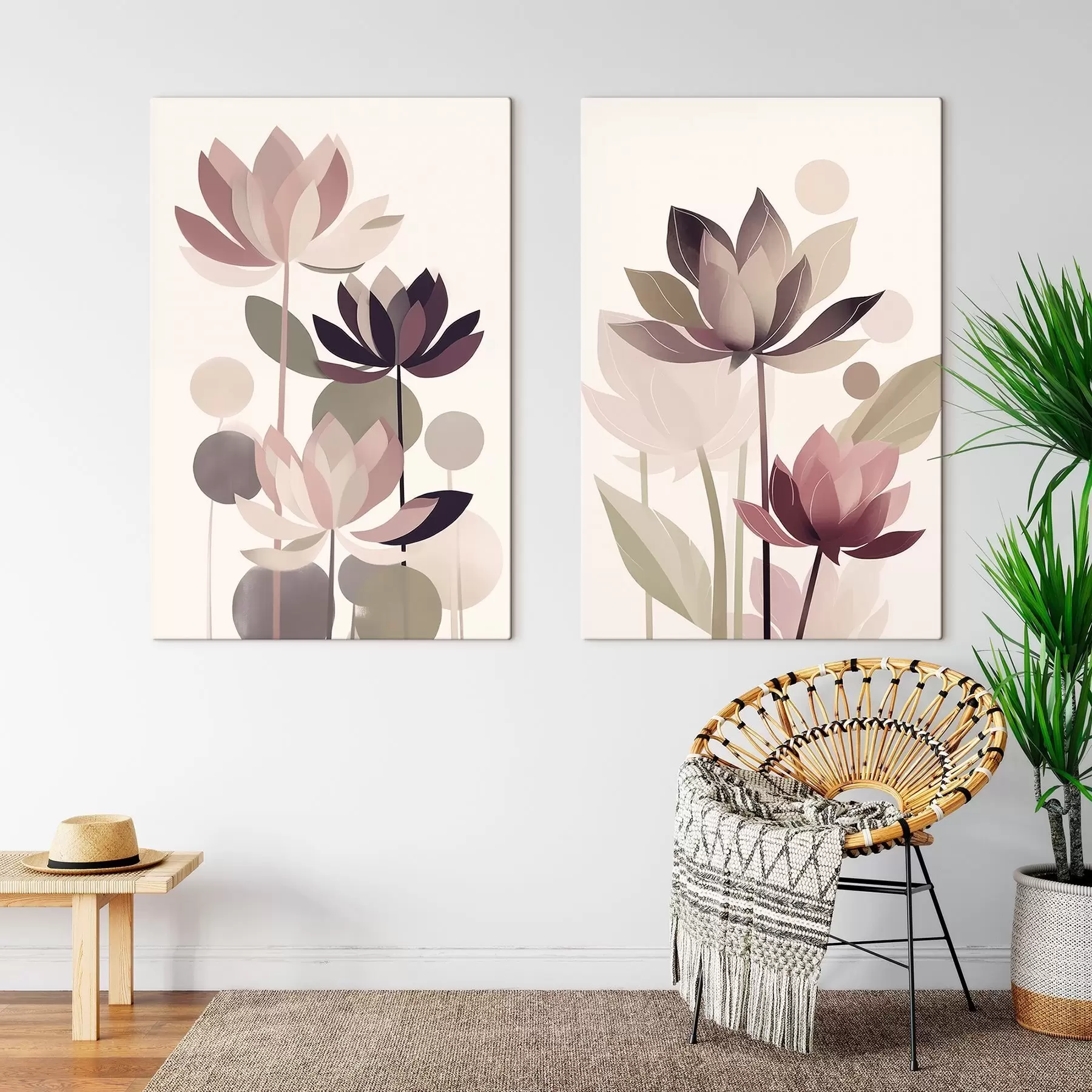 murales Flores de loto abstractas m01110