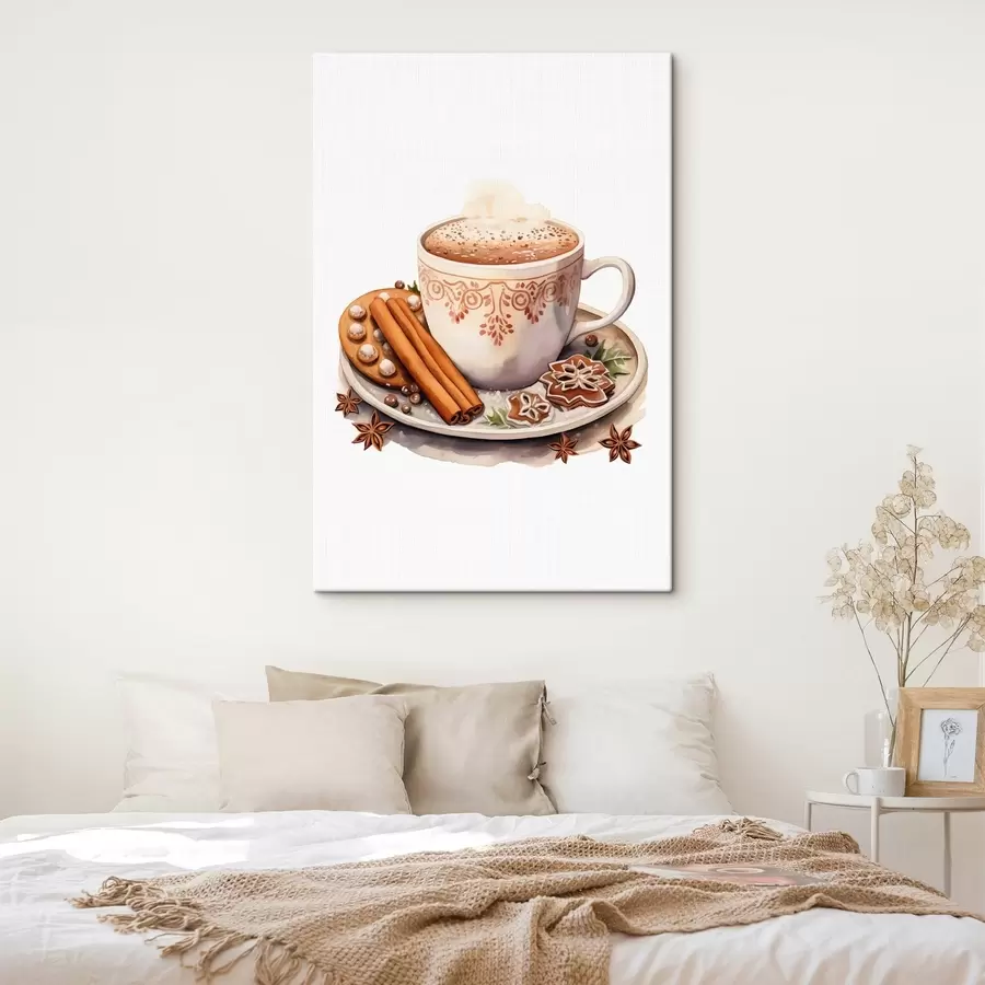 wall murals Watercolor-imitating drawing, coffee with cinnamon s46983
