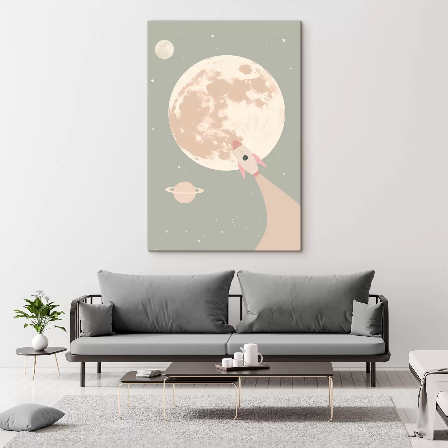 murales Luna y cohete espacial s47067