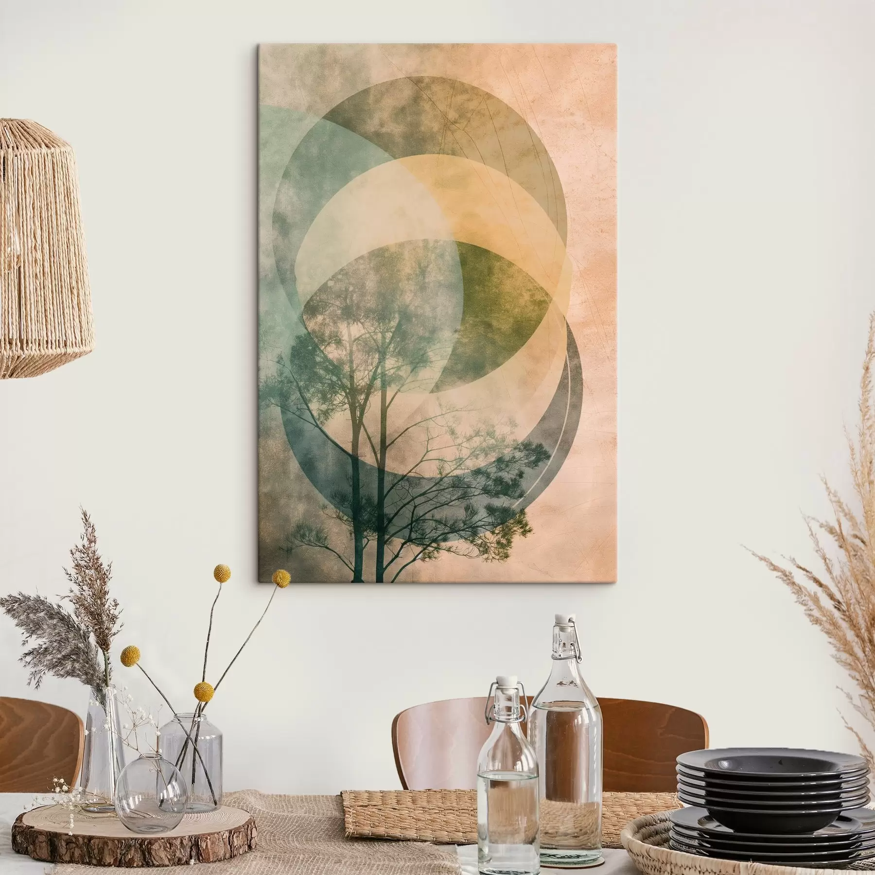 wall murals Circles and leaves s47073