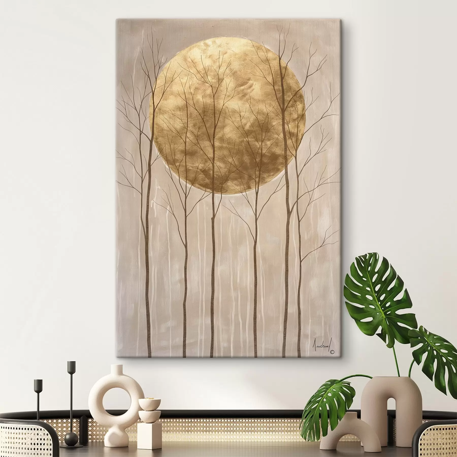 wall murals Trees and a circle s47084