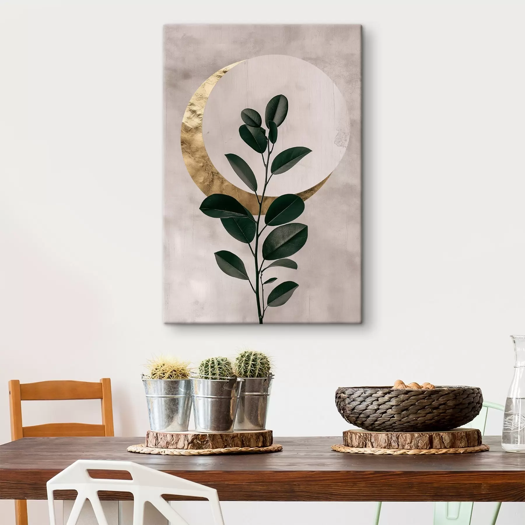 wall murals Leaves and a half moon s47085