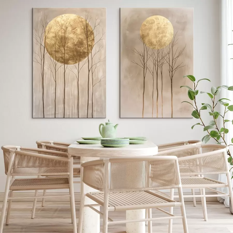 murales Árboles delicados y círculo m01137