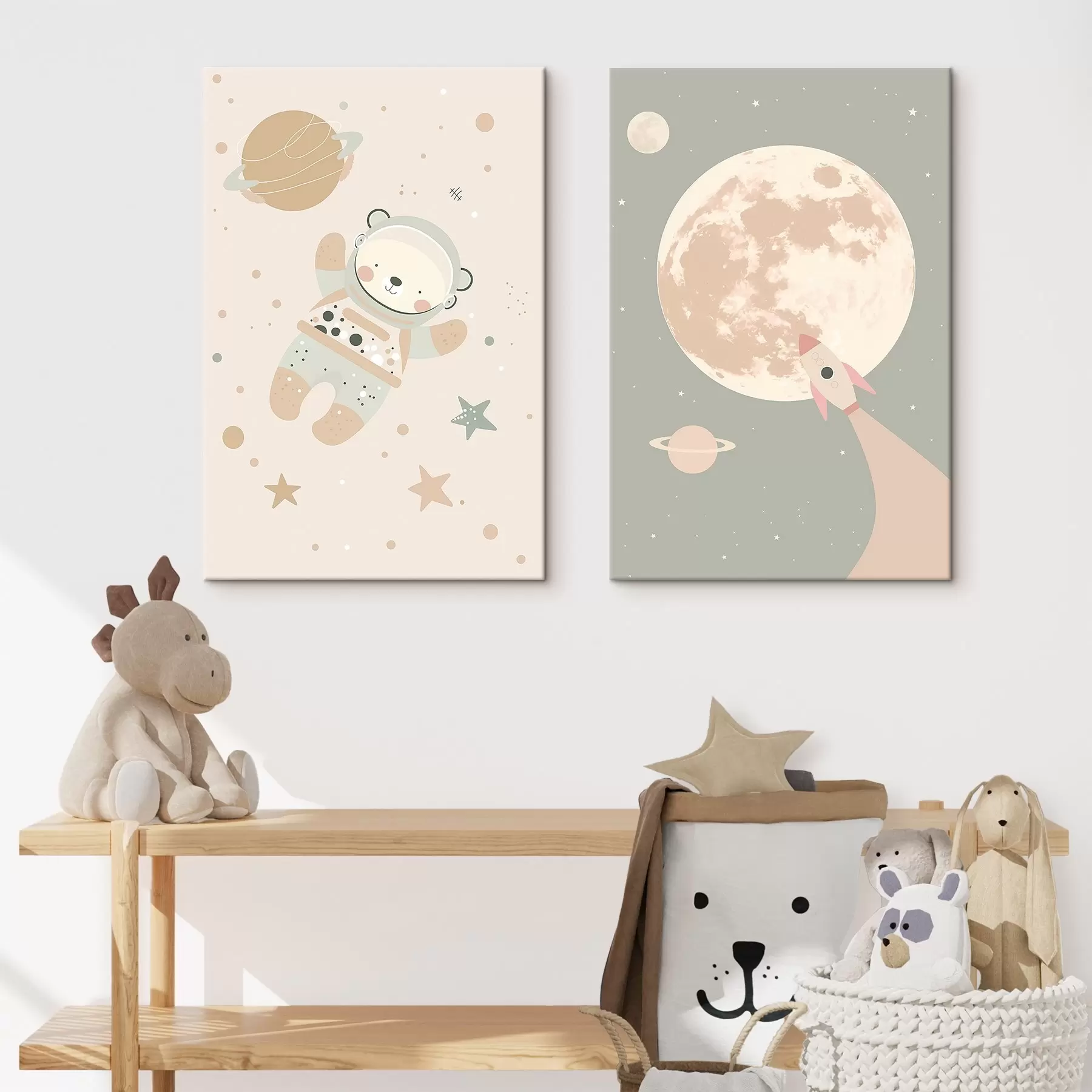 wall murals Cosmonaut Bear and Moon m01138
