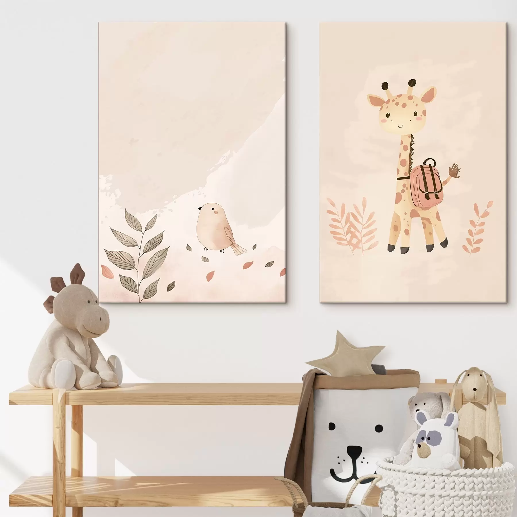 wall murals Giraffe and Bird m01148