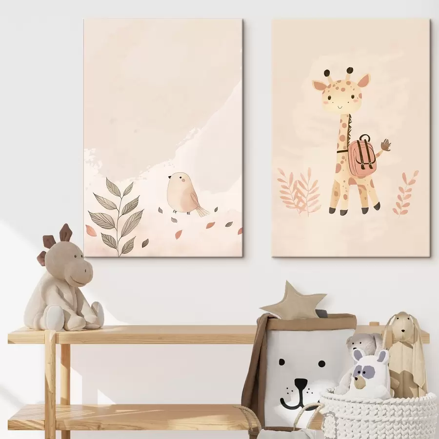 murales Jirafa y pájaro m01148