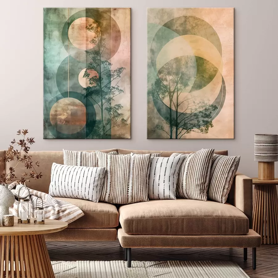wall murals Circles and Leaves m01145
