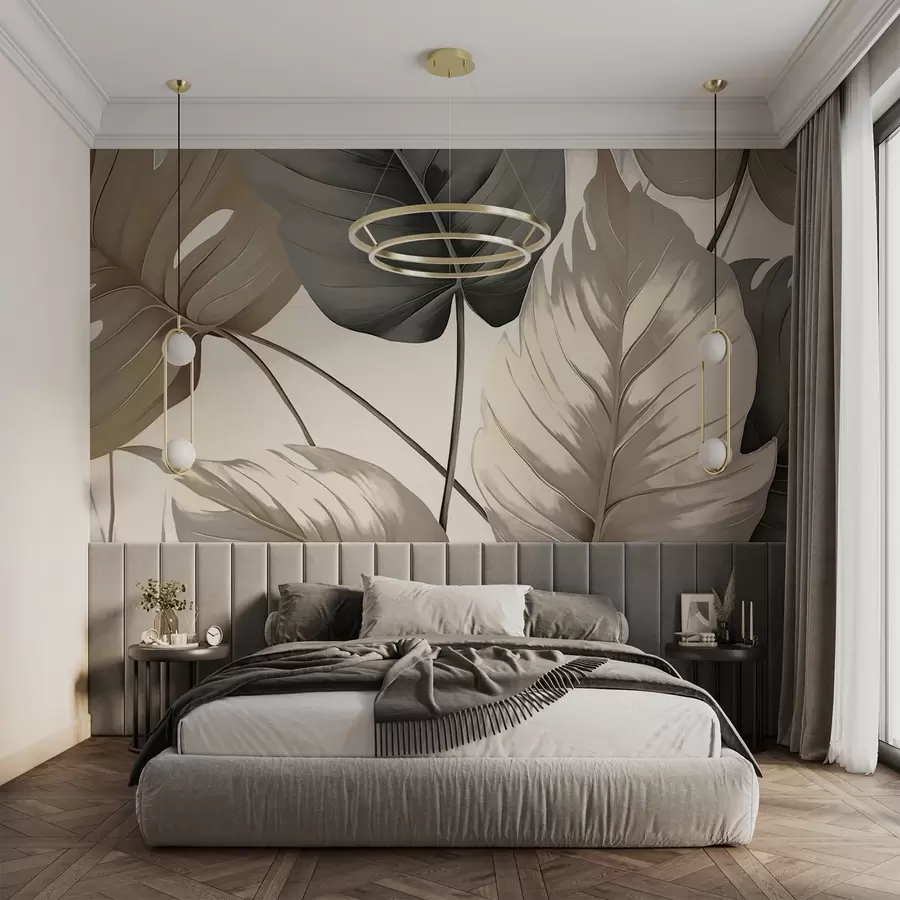 Wall Mural Photo Wallpaper Leaf veins stylised with pencil w05034