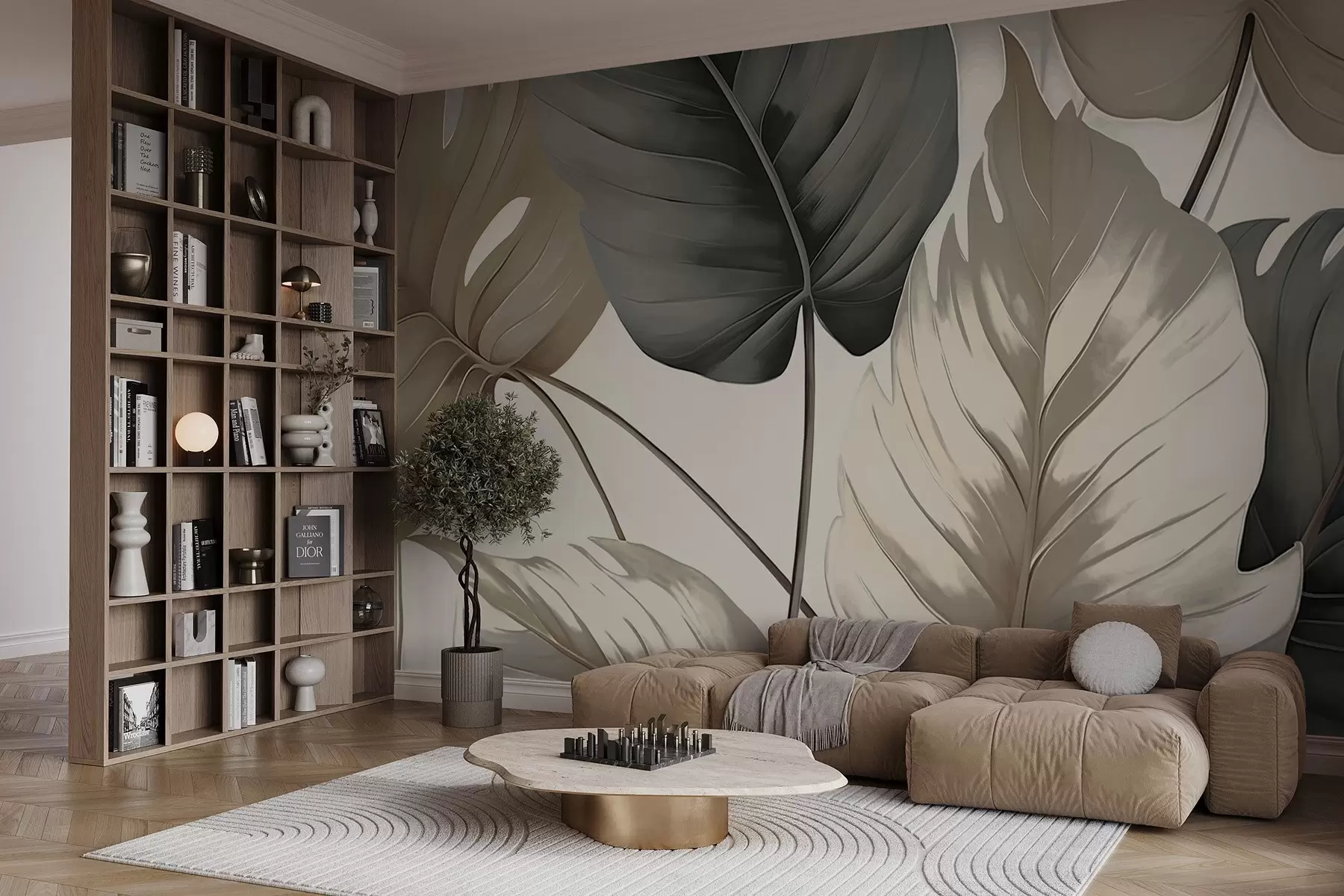 Wall Mural Photo Wallpaper Leaf veins stylised with pencil w05034