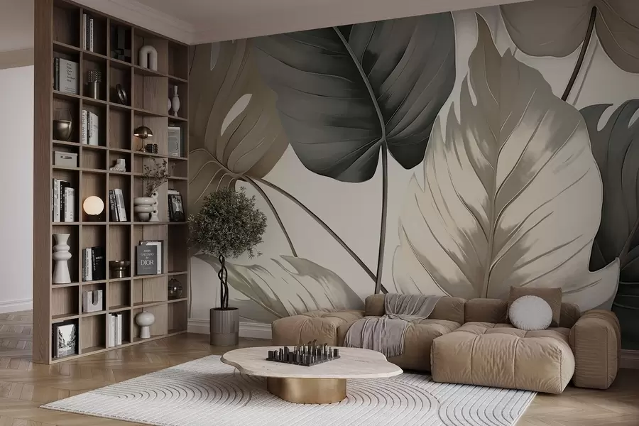 Wall Mural Photo Wallpaper Leaf veins stylised with pencil w05034