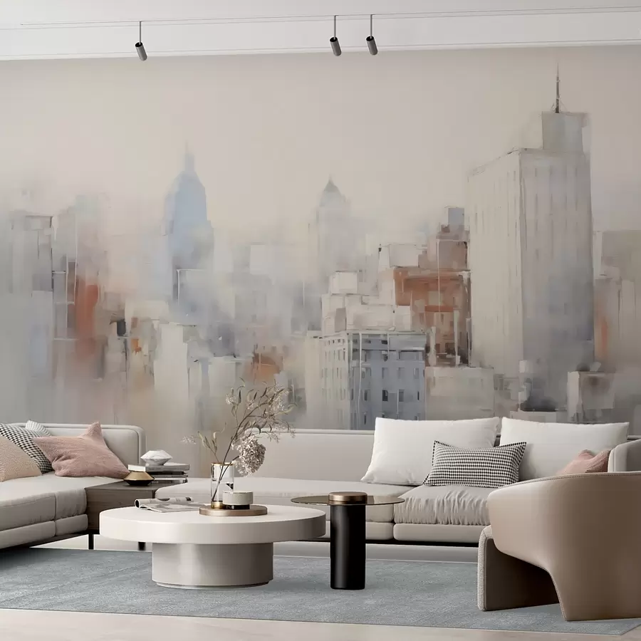 Wall Mural Photo Wallpaper Abstract city imitation of painting w04897