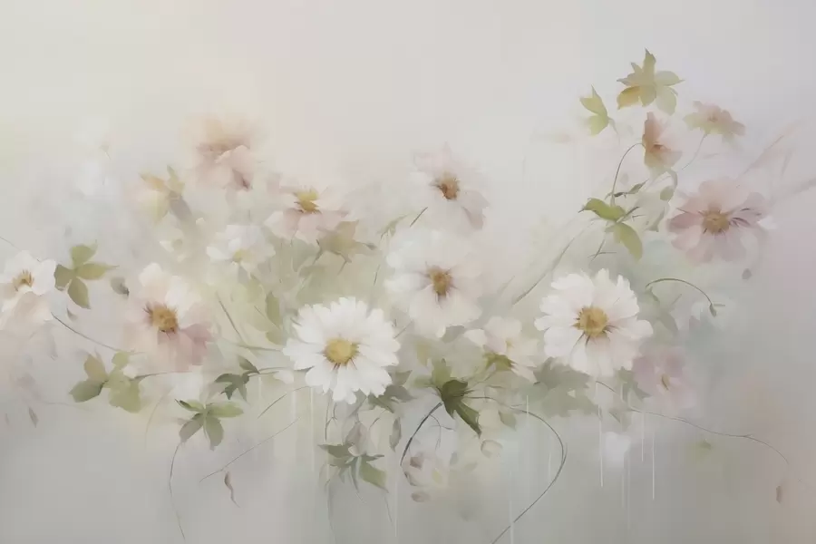 murales Delicadas flores imitación de pintura w04906