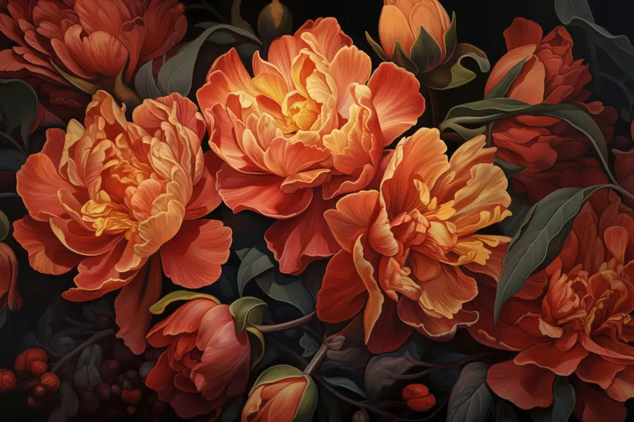 peintures murales Soirée florale chaleureuse w05044