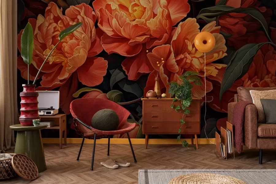 peintures murales Soirée florale chaleureuse w05044