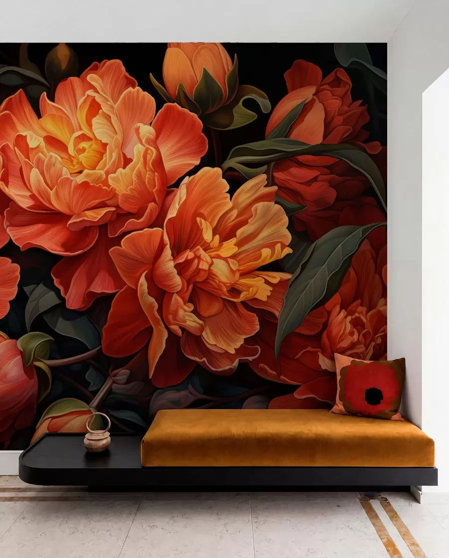 peintures murales Soirée florale chaleureuse w05044