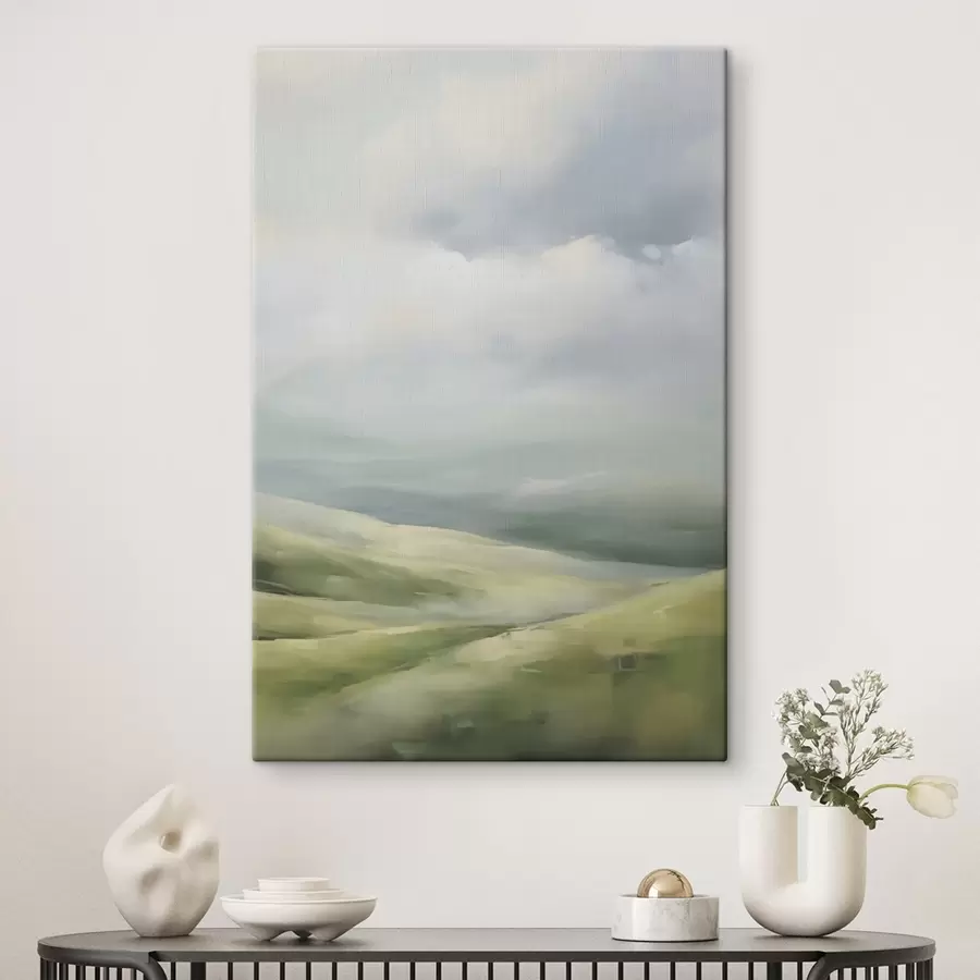 wall murals Field against a background of clouds s47243