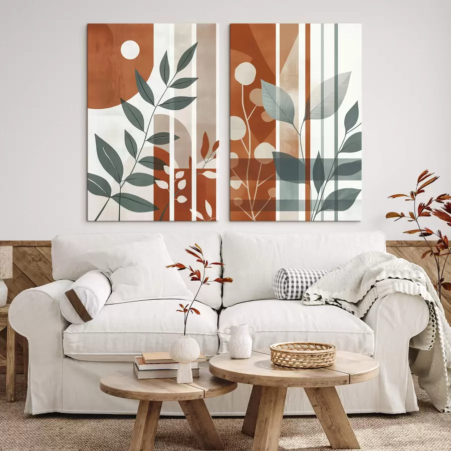 murales Abstracción con ramas de hojas m01074