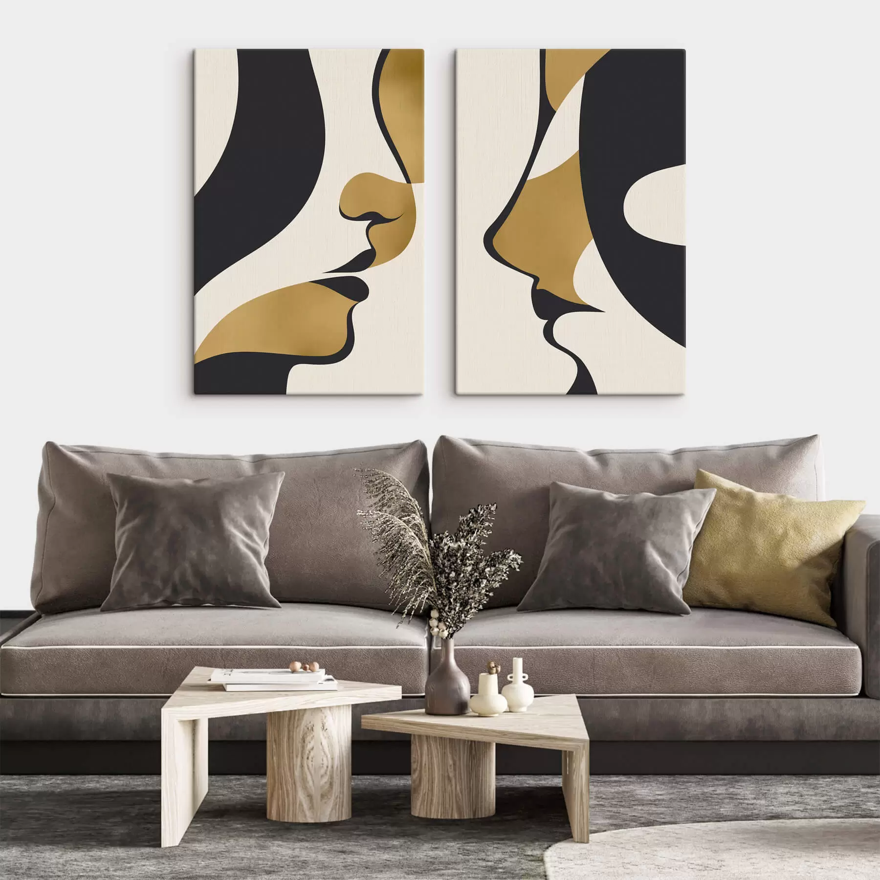 murales Siluetas abstractas de rostros m01166