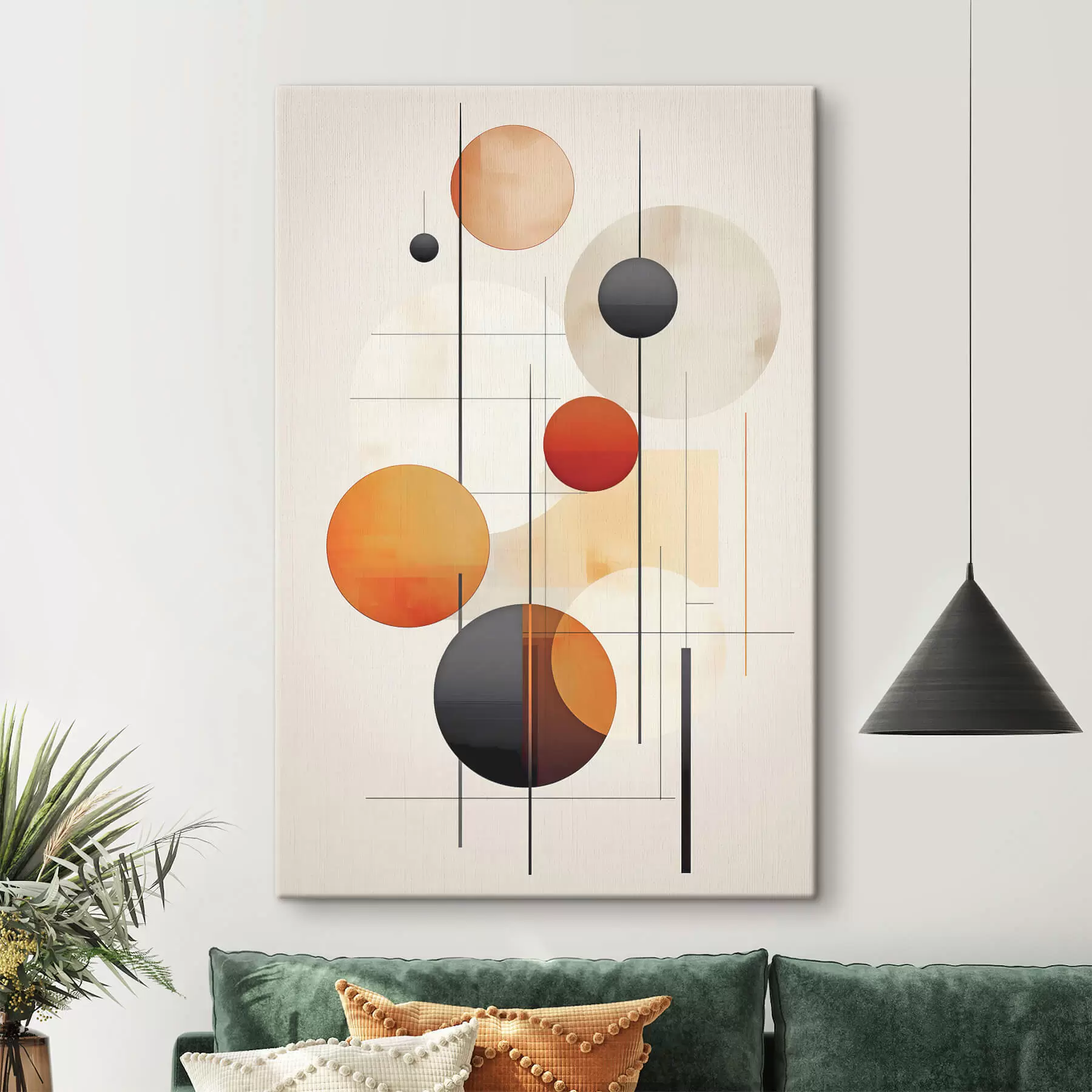 wall murals Geometric abstraction with spheres s46977