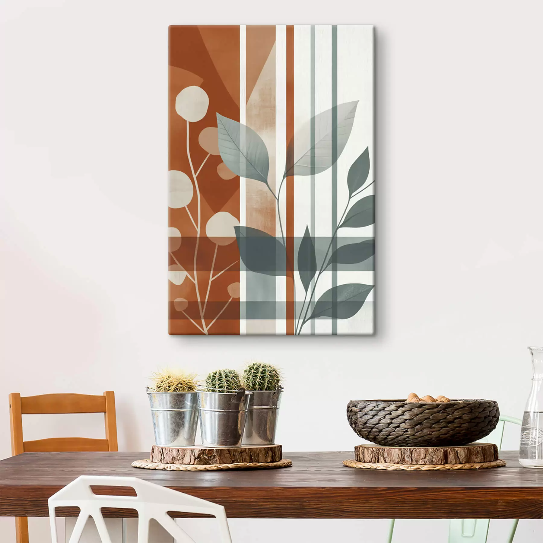 wall murals Abstraction with branches of leaves s47248